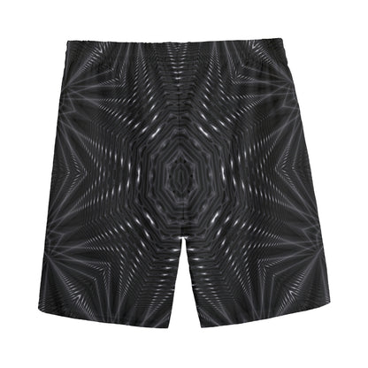 Black Kaleidoscope Print Men's Sports Shorts