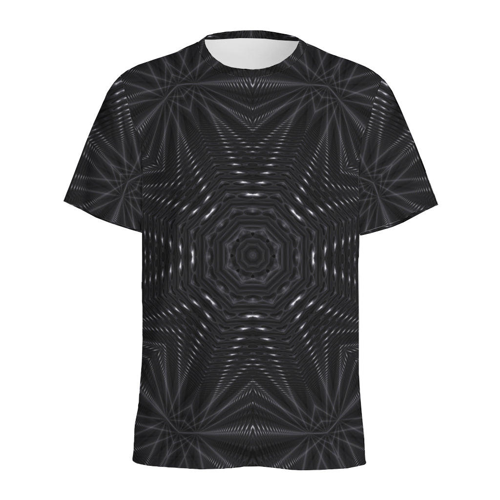 Black Kaleidoscope Print Men's Sports T-Shirt
