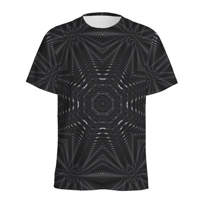 Black Kaleidoscope Print Men's Sports T-Shirt