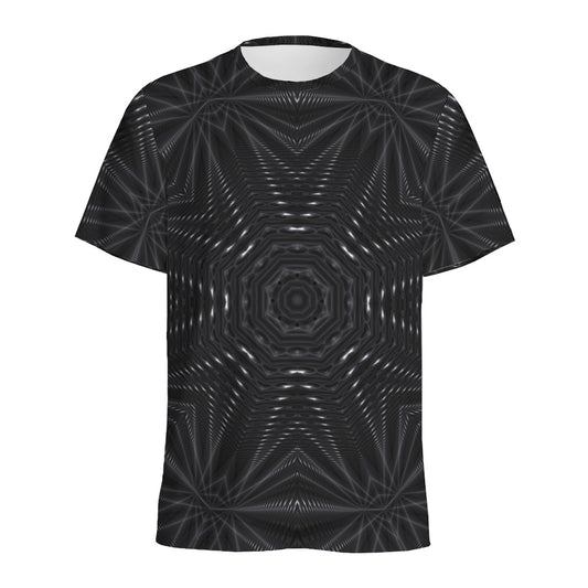 Black Kaleidoscope Print Men's Sports T-Shirt