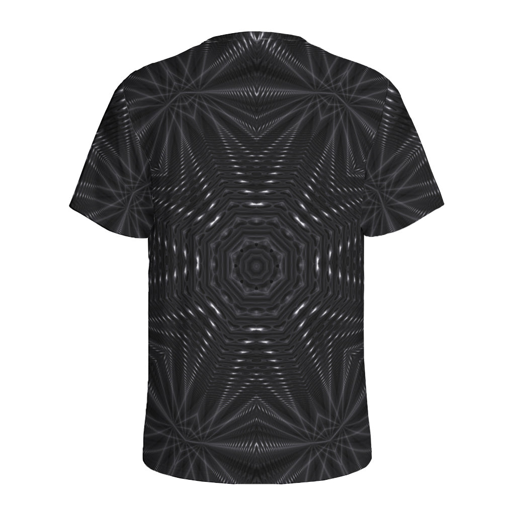 Black Kaleidoscope Print Men's Sports T-Shirt