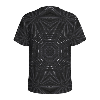 Black Kaleidoscope Print Men's Sports T-Shirt
