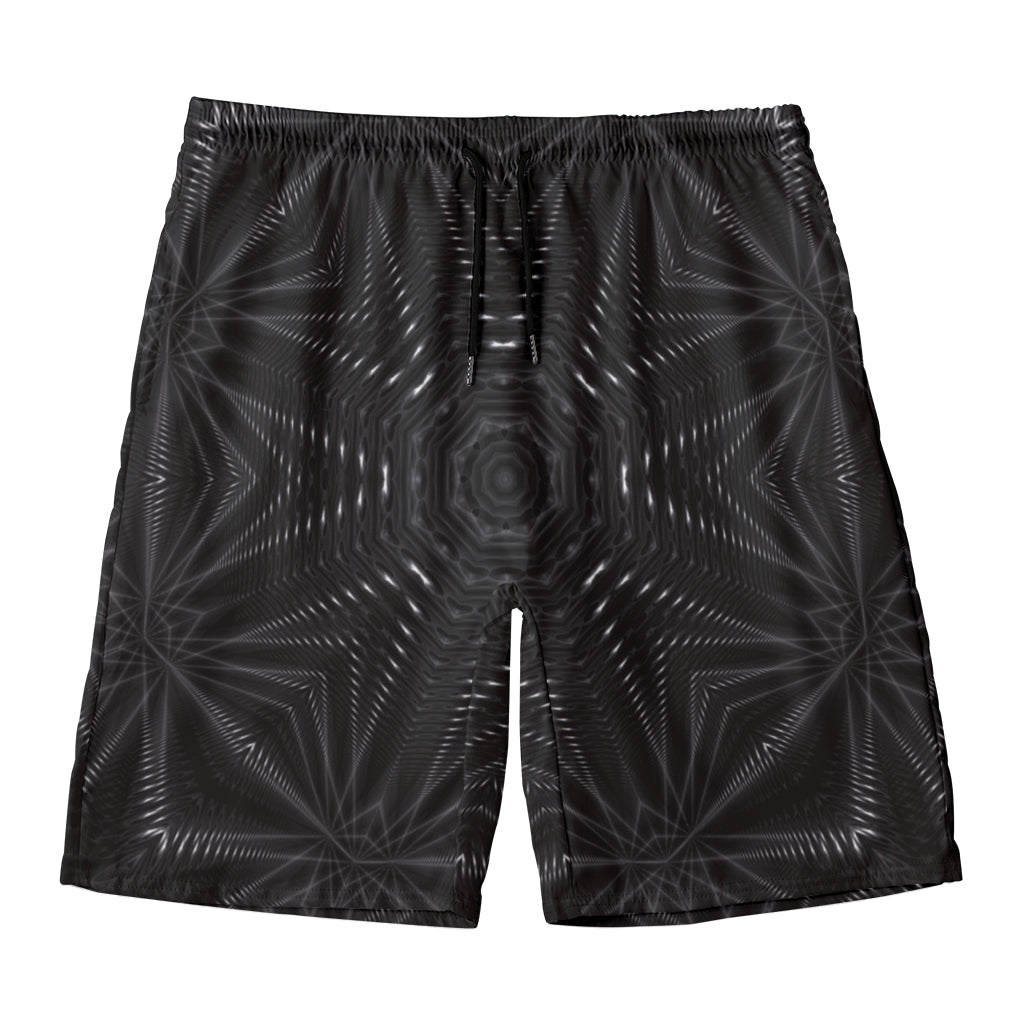 Black Kaleidoscope Print Men's Swim Trunks