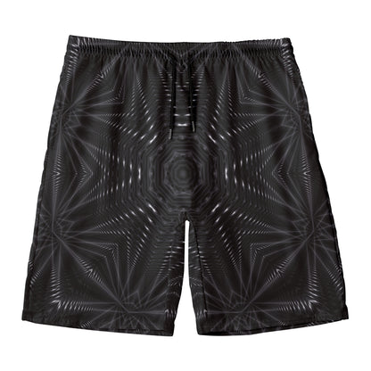 Black Kaleidoscope Print Men's Swim Trunks