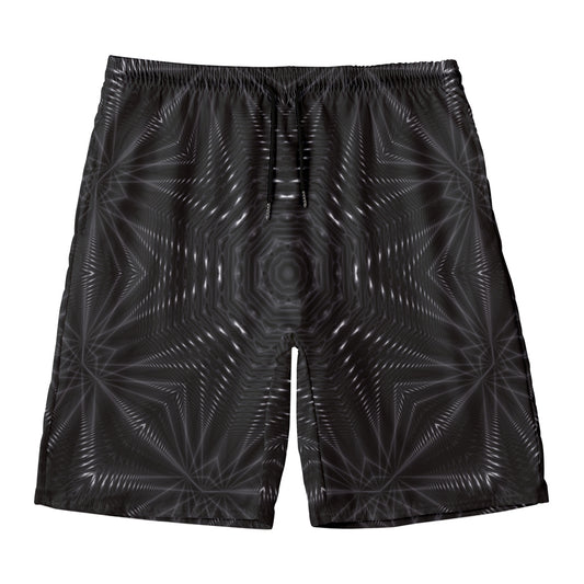 Black Kaleidoscope Print Men's Swim Trunks