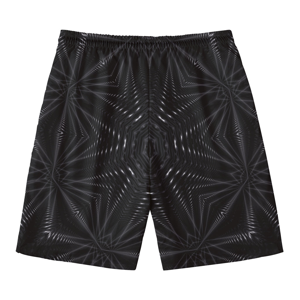 Black Kaleidoscope Print Men's Swim Trunks
