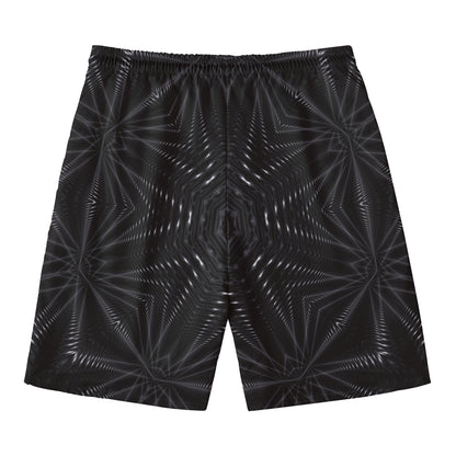 Black Kaleidoscope Print Men's Swim Trunks