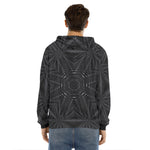 Black Kaleidoscope Print Men's Velvet Pullover Hoodie