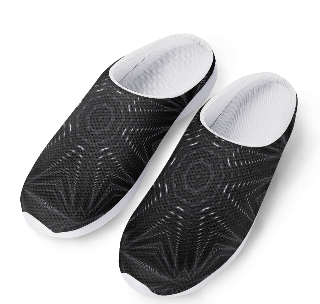 Black Kaleidoscope Print Mesh Casual Shoes