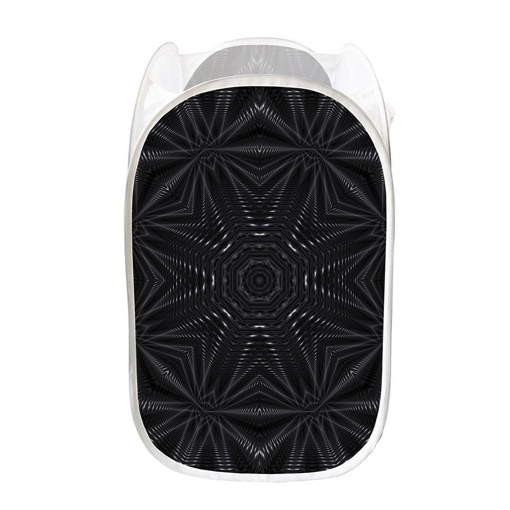 Black Kaleidoscope Print Mesh Laundry Hamper