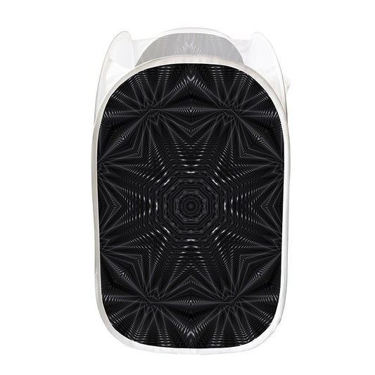 Black Kaleidoscope Print Mesh Laundry Hamper