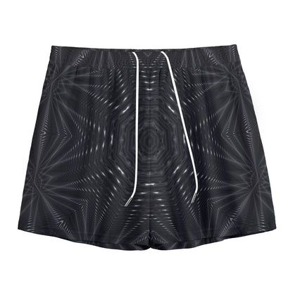 Black Kaleidoscope Print Mesh Shorts