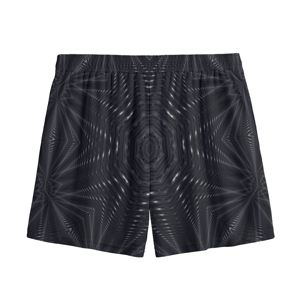 Black Kaleidoscope Print Mesh Shorts