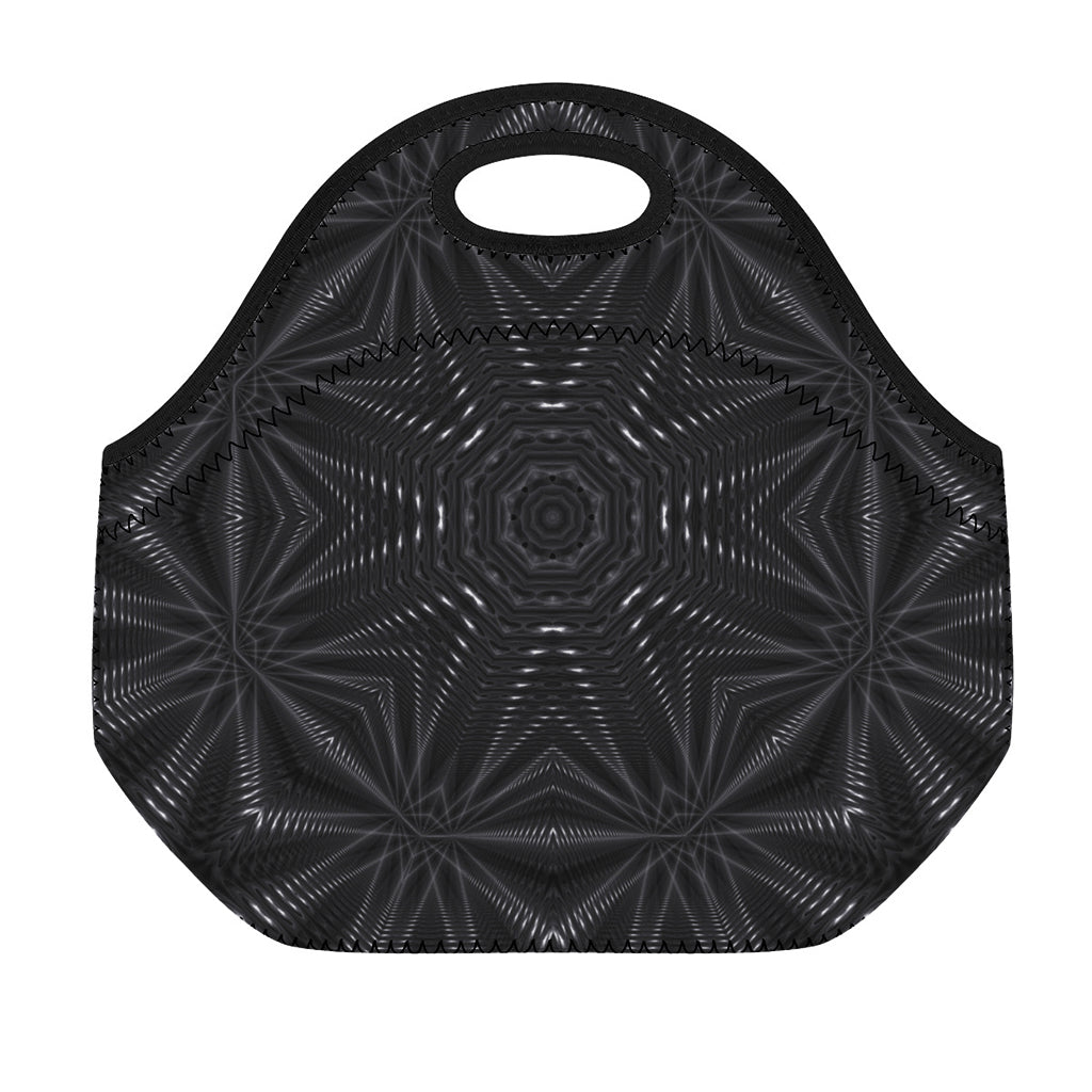 Black Kaleidoscope Print Neoprene Lunch Bag