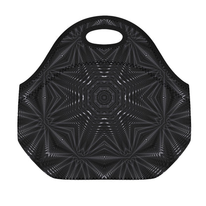 Black Kaleidoscope Print Neoprene Lunch Bag