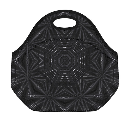 Black Kaleidoscope Print Neoprene Lunch Bag