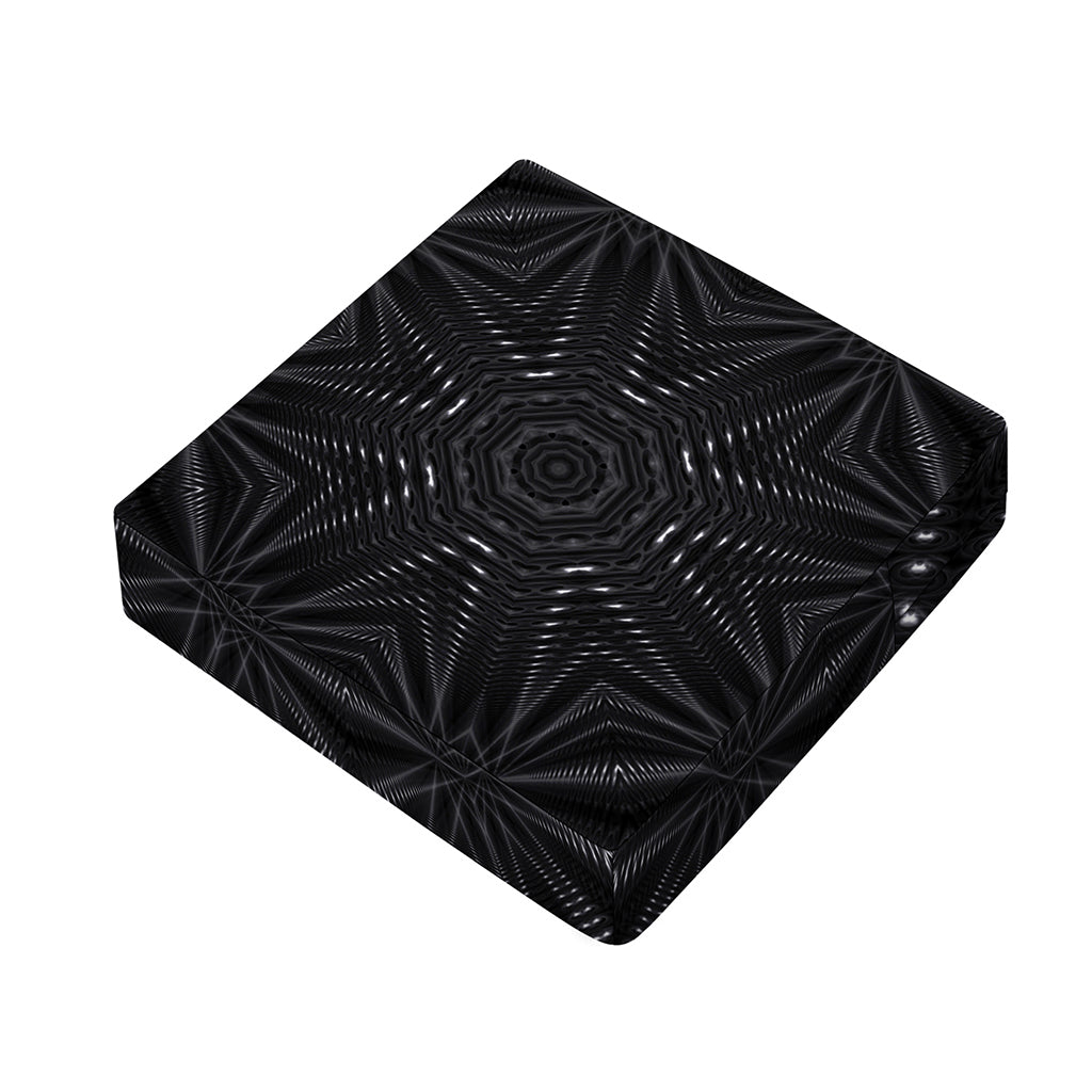 Black Kaleidoscope Print Outdoor Seat Cushion Cover