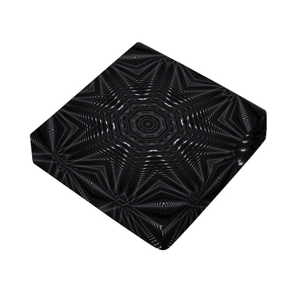 Black Kaleidoscope Print Outdoor Seat Cushion Cover