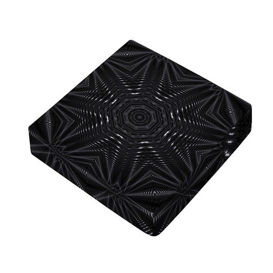 Black Kaleidoscope Print Outdoor Seat Cushion Cover