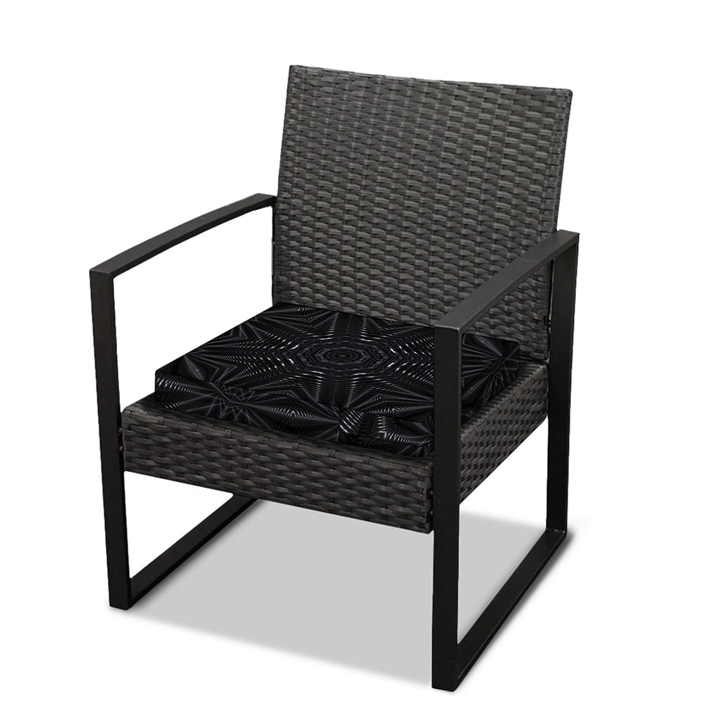 Black Kaleidoscope Print Outdoor Seat Cushion Cover