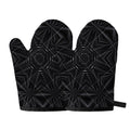 Black Kaleidoscope Print Oven Mitts
