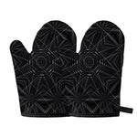 Black Kaleidoscope Print Oven Mitts
