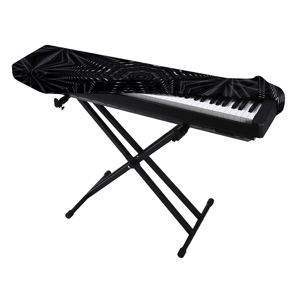 Black Kaleidoscope Print Piano Keyboard Cover