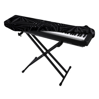 Black Kaleidoscope Print Piano Keyboard Cover