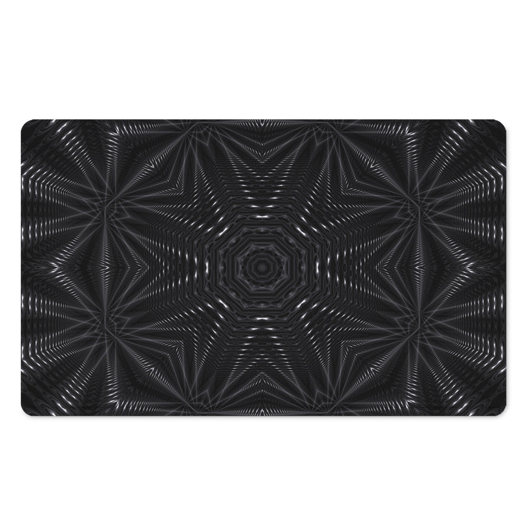 Black Kaleidoscope Print Polyester Doormat