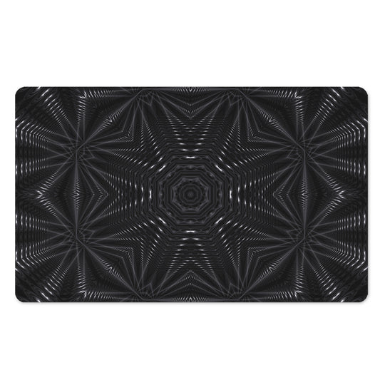 Black Kaleidoscope Print Polyester Doormat