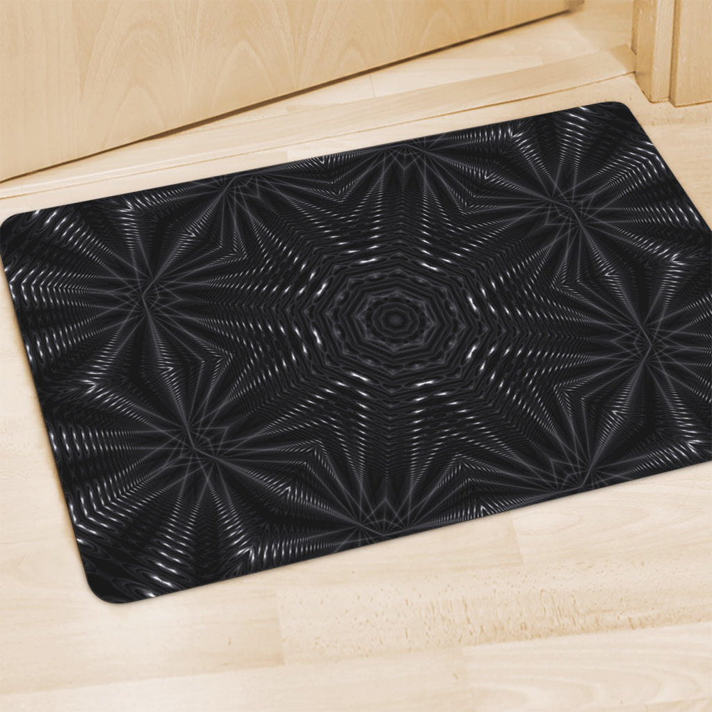 Black Kaleidoscope Print Polyester Doormat