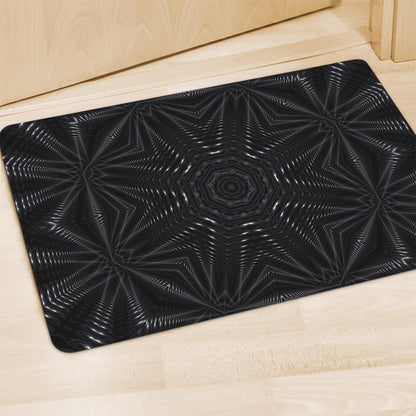 Black Kaleidoscope Print Polyester Doormat