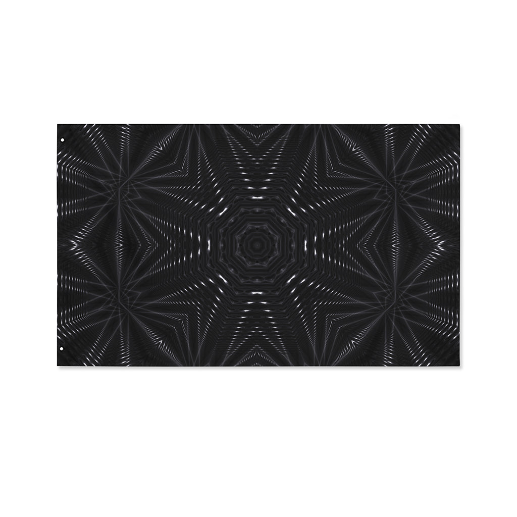 Black Kaleidoscope Print Polyester Flag