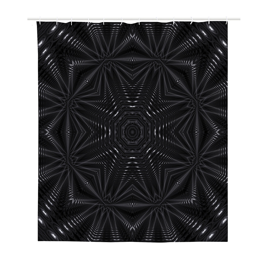 Black Kaleidoscope Print Polyester Shower Curtain