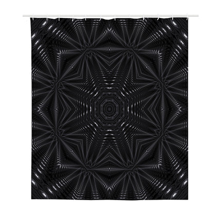 Black Kaleidoscope Print Polyester Shower Curtain