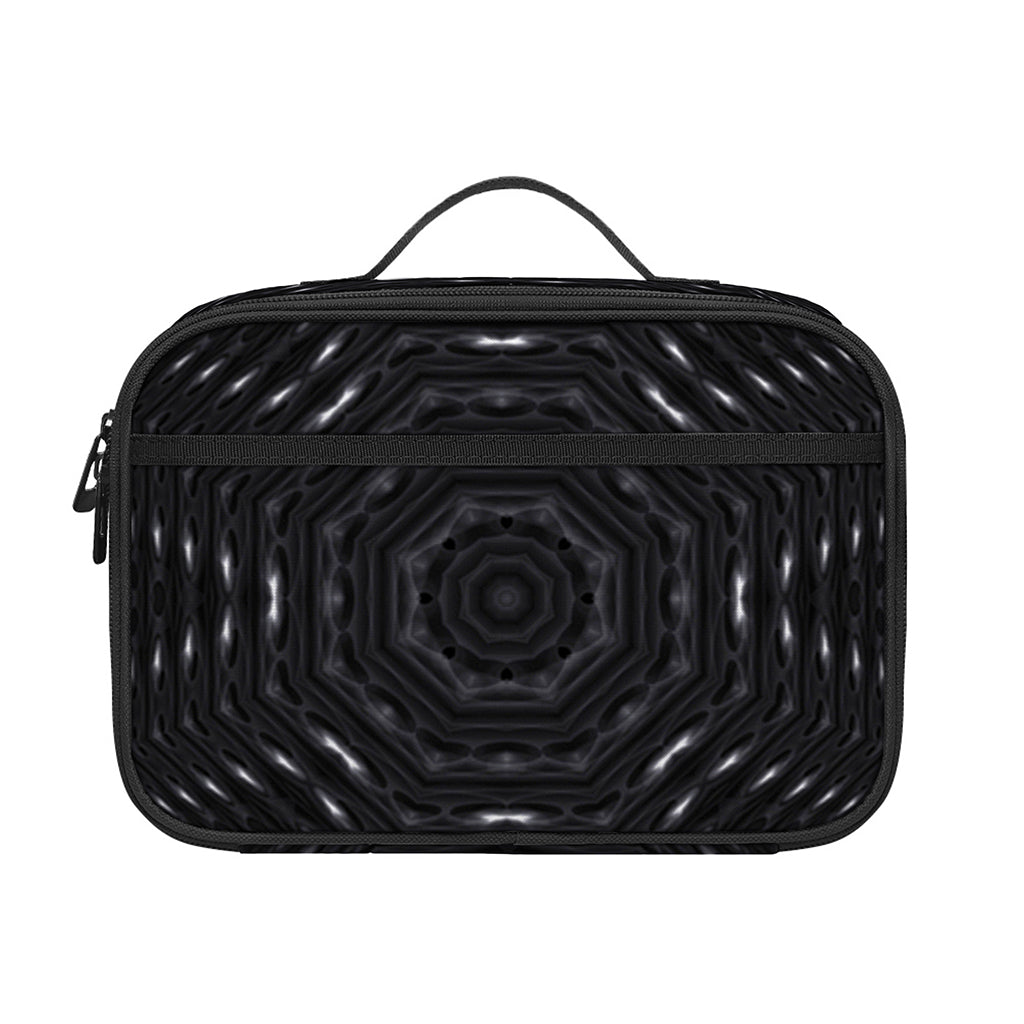 Black Kaleidoscope Print Portable Lunch Bag