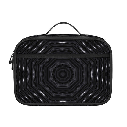 Black Kaleidoscope Print Portable Lunch Bag