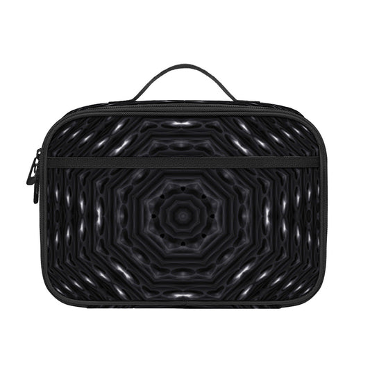Black Kaleidoscope Print Portable Lunch Bag