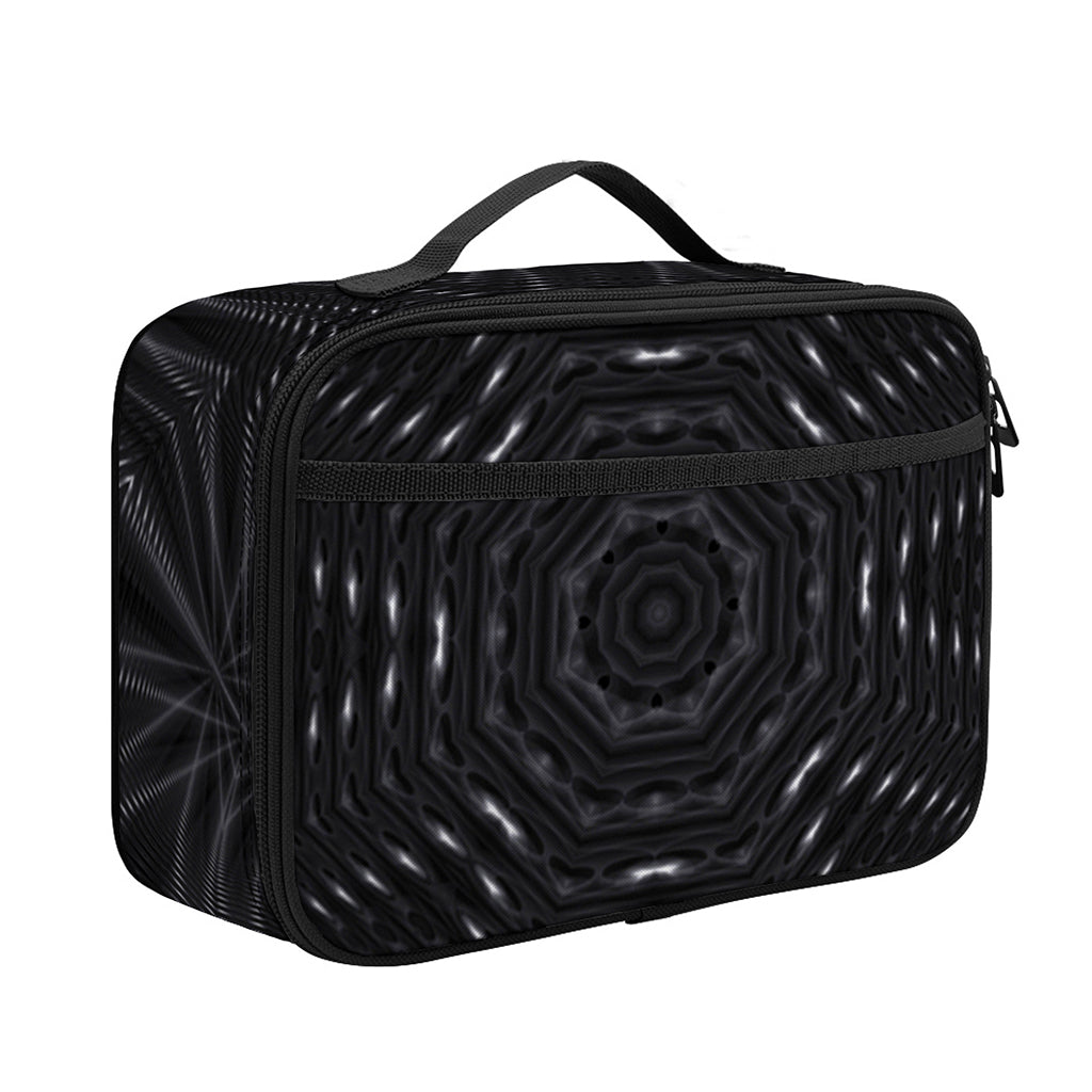 Black Kaleidoscope Print Portable Lunch Bag