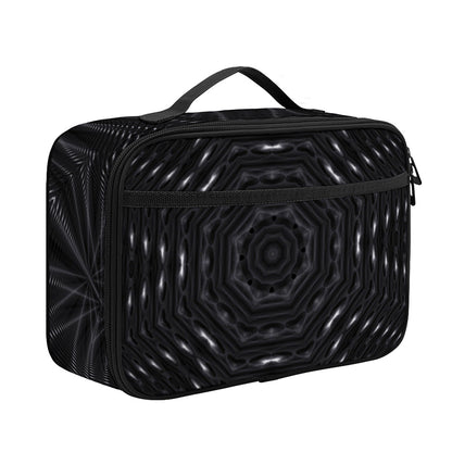 Black Kaleidoscope Print Portable Lunch Bag