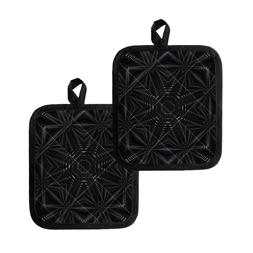 Black Kaleidoscope Print Pot Holders