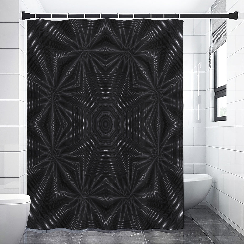Black Kaleidoscope Print Premium Shower Curtain