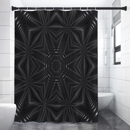 Black Kaleidoscope Print Premium Shower Curtain