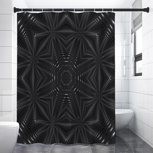 Black Kaleidoscope Print Premium Shower Curtain