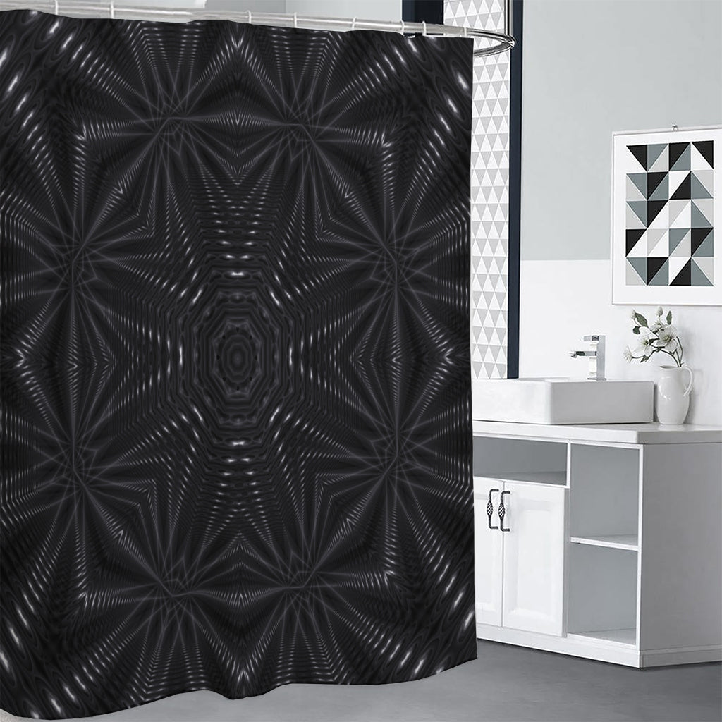 Black Kaleidoscope Print Premium Shower Curtain