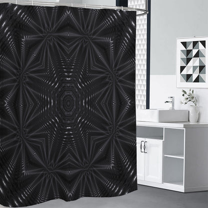 Black Kaleidoscope Print Premium Shower Curtain
