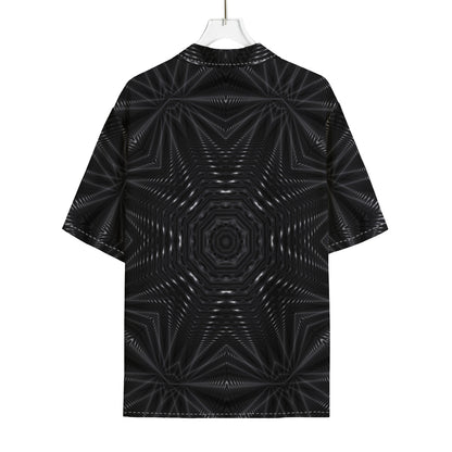 Black Kaleidoscope Print Rayon Hawaiian Shirt