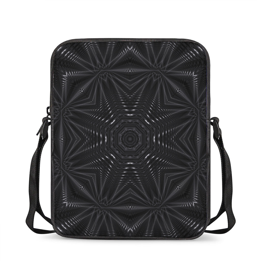 Black Kaleidoscope Print Rectangular Crossbody Bag