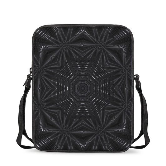 Black Kaleidoscope Print Rectangular Crossbody Bag