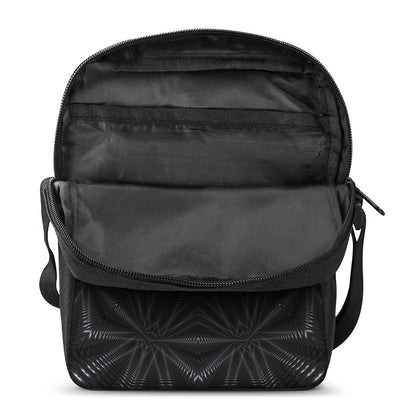 Black Kaleidoscope Print Rectangular Crossbody Bag